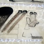 Mira Schor, The Present, 2010, ink on tracing paper, 12" x 18"