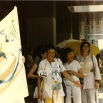 Lucy Lippard and May Stevens, demonstration in front of MoMA, June 14, 1984, photo: Mira Schor